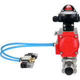 Vannes à boisseau sphérique Elephant BV3131P(3pc)-FP-W-ISO-H LONG à passage intégral, corps - acier inoxydable 304, soudé, avec actionneur pneumatique Elephant PA-SA, distributeur pneumatique 4V320-10 220V et bloc de fin de course APL-210N