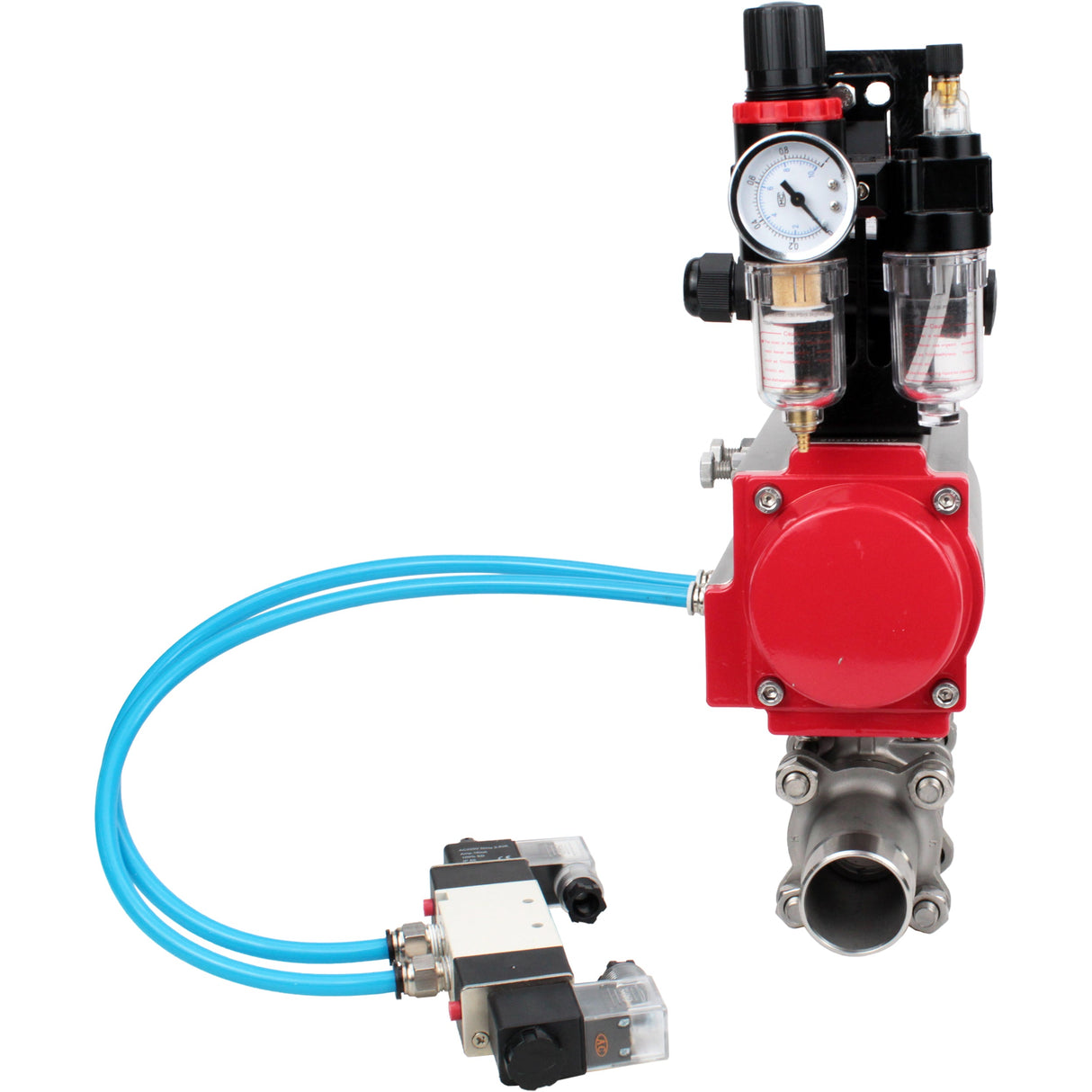 Vannes à boisseau sphérique Elephant BV3232P(3pc)-FP-W-ISO-H LONG à passage intégral, corps - acier inoxydable 316, à souder, avec actionneur pneumatique Elephant PA-SA, distributeur pneumatique 4V320-08 220V, BKV APL-210N et BPV AFC2000