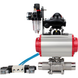 Vannes à boisseau sphérique Elephant BV3232P(3pc)-FP-W-ISO-H LONG à passage intégral, corps - acier inoxydable 316, à souder, avec actionneur pneumatique Elephant PA-SA, distributeur pneumatique 4V320-10 220V, BKV APL-210N et BPV AFC2000