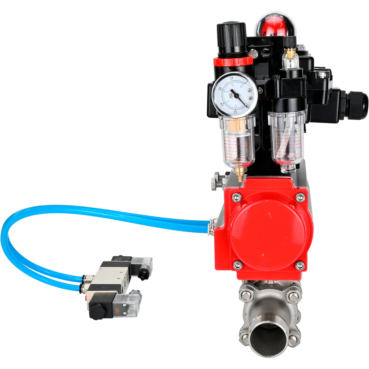 Vannes à boisseau sphérique Elephant BV3131P(3pc)-FP-W-ISO-H LONG DN10-150 passage intégral, corps - acier inoxydable 304, à souder, avec actionneur pneumatique PA-DA, distributeur pneumatique 4V320-10 220V, BKV APL-410N EX et GSV AFC2000