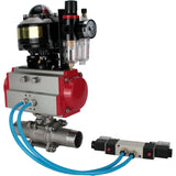 Vannes à boisseau sphérique Elephant BV3131P(3pc)-FP-W-ISO-H LONG DN10-150 passage intégral, corps - acier inoxydable 304, à souder, avec actionneur pneumatique PA-DA, distributeur pneumatique 4V320-10 220V, BKV APL-510N EX et GSV AFC2000