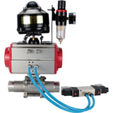 Vannes à boisseau sphérique Elephant BV3131P(3pc)-FP-W-ISO-H LONG DN10-150 passage intégral, corps - acier inoxydable 304, à souder, avec actionneur pneumatique PA-DA, distributeur pneumatique 4V320-10 220V, BKV APL-510N EX et GSV AFC2000