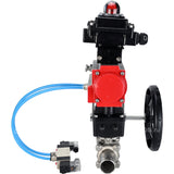 Ball valves Elephant BV3131P(3pc)-FP-W-ISO-H LONG DN50-150 full bore, body - stainless steel 304, for welding, with PA-DA pneumatic actuator, pneumatic distributor 4V320-08 220V, MON gearbox and block limit switches APL-410N EX