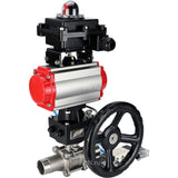 Ball valves Elephant BV3131P(3pc)-FP-W-ISO-H LONG DN50-150 full bore, body - stainless steel 304, for welding, with PA-DA pneumatic actuator, pneumatic distributor 4V320-08 220V, MON gearbox and block limit switches APL-410N EX