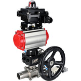 Ball valves Elephant BV3131P(3pc)-FP-W-ISO-H LONG DN50-150 full bore, body - stainless steel 304, for welding, with PA-DA pneumatic actuator, pneumatic distributor 4V320-08 220V, MON gearbox and block limit switches APL-410N EX