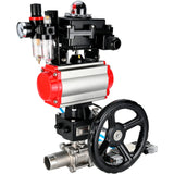 Vannes à boisseau sphérique Elephant BV3131P(3pc)-FP-W-ISO-H LONG DN50-150 passage intégral, corps - acier inoxydable 304, à souder, avec actionneur pneumatique PA-DA, distributeur pneumatique 4V320-10 220V, réducteur MON, BKV APL-410N EX et BPV AFC2000