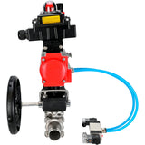 Vannes à boisseau sphérique Elephant BV3131P(3pc)-FP-W-ISO-H LONG DN50-150 passage intégral, corps - acier inoxydable 304, à souder, avec actionneur pneumatique PA-DA, distributeur pneumatique 4V320-10 220V, réducteur MON, BKV APL-410N EX et BPV AFC2000
