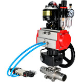 Vannes à boisseau sphérique Elephant BV3131P(3pc)-FP-W-ISO-H LONG DN50-150 passage intégral, corps - acier inoxydable 304, à souder, avec actionneur pneumatique PA-DA, distributeur pneumatique 4V320-08 220V, réducteur MON, BKV APL-510N EX et BPV AFC2000