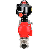 Vannes à boisseau sphérique Elephant BV3131P(3pc)-FP-W-ISO-H LONG DN10-150 passage intégral, corps - acier inoxydable 304, soudé, avec actionneur pneumatique Elephant PA-DA et bloc de fin de course APL-510N EX