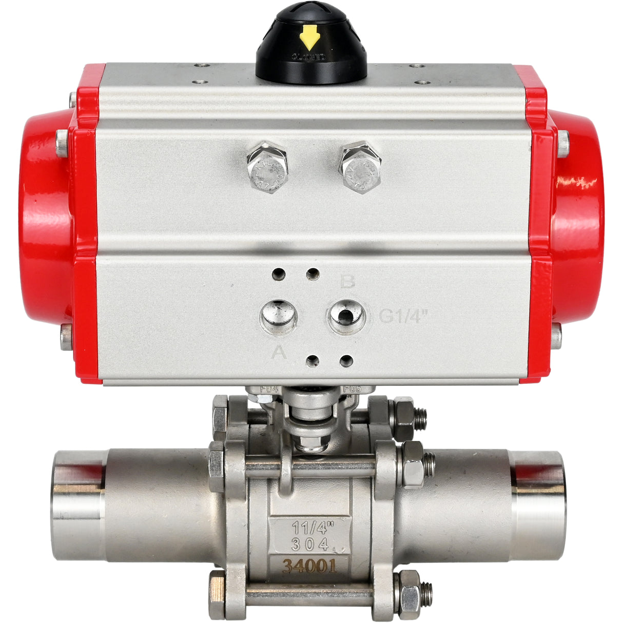 Vannes à boisseau sphérique Elephant BV3131P(3pc)-FP-W-ISO-H LONG DN10-150 passage intégral, corps - acier inoxydable 304, à souder, avec actionneur pneumatique Elephant PA-DA
