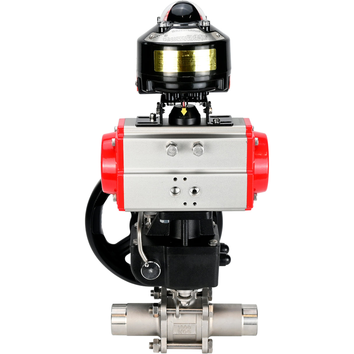 Vannes à boisseau sphérique Elephant BV3131P(3pc)-FP-W-ISO-H LONG DN50-150 passage intégral, corps - acier inoxydable 304, soudé, avec actionneur pneumatique Elephant PA-DA, réducteur Elephant MON et bloc d'interrupteur de fin de course APL 510N EX