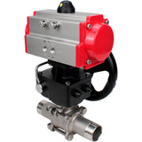 Vannes à boisseau sphérique Elephant BV3131P(3pc)-FP-W-ISO-H LONG DN50-150 à passage intégral, corps - acier inoxydable 304, soudé, avec actionneur pneumatique Elephant PA-DA et réducteur Elephant MON