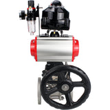 Ball valves Elephant BV3131P(3pc)-FP-F-ISO-H flanged, full bore, three-piece, body - stainless steel SS304, seal - PTFE, with pneumatic actuator PA-DA-052-130 pneumatic distributor 4M310 -08 24V gearbox MON ATU AFC2000 LSU APL-510N-