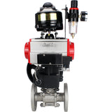 Ball valves Elephant BV3131P(3pc)-FP-F-ISO-H flanged, full bore, three-piece, body - stainless steel SS304, seal - PTFE, with pneumatic actuator PA-DA-052-130 pneumatic distributor 4M310 -08 24V gearbox MON ATU AFC2000 LSU APL-510N-