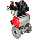 Ball valves Elephant BV3131P(3pc)-FP-F-ISO-H flanged, full bore, three-piece, stainless steel body. steel SS304, seal - PTFE, with pneumatic actuator Elephant PA-SA 065-160 pneumatic distributor 4M310-08 24V ATU AFC2000 APL-510N-EX