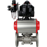 Ball valves Elephant BV3131P(3pc)-FP-F-ISO-H flanged, full bore, three-piece, stainless steel body. steel SS304, seal - PTFE, with pneumatic drive Elephant PA-DA 052-130 pneumatic distributor 4M310-08 220V ATU AFC2000 LSU APL-510N-EX