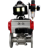Ball valves Elephant BV3131P(3pc)-FP-F-ISO-H flanged, full bore, three-piece, stainless steel body. steel SS304, seal - PTFE, with pneumatic actuator Elephant PA-SA 065-160 pneumatic distributor 4M310-08 24V ATU AFC2000 APL-510N-EX