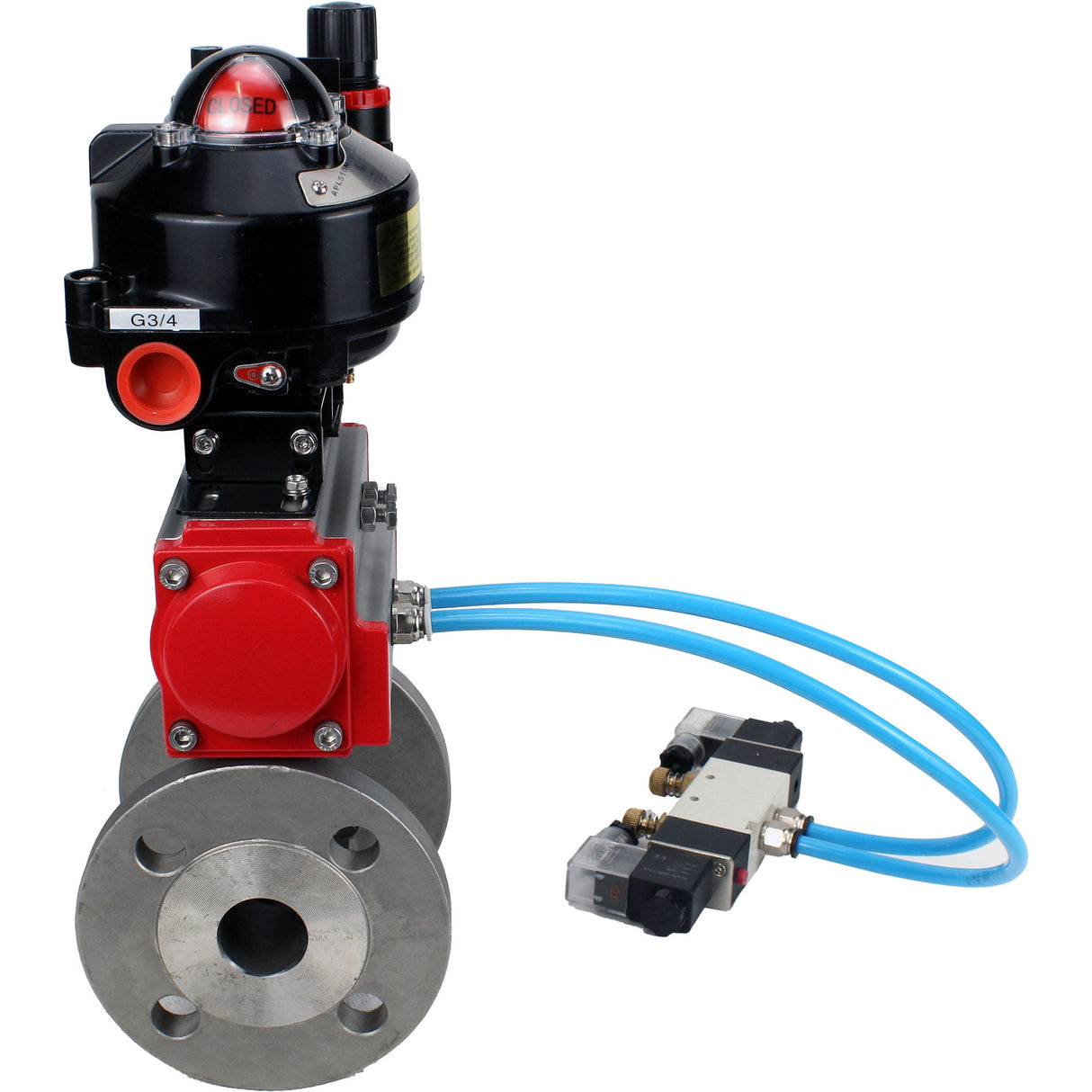 Ball valves Elephant BV3232P(2pc)-FP-F-ISO-H DN15-150 flanged, full bore, two-piece, stainless steel body. steel SS316, seal - PTFE, with pneumatic actuator Elephant PA-SA 052-210 pneumatic distributor 4V320-10 ATU AFC2000 APL-510N-EX