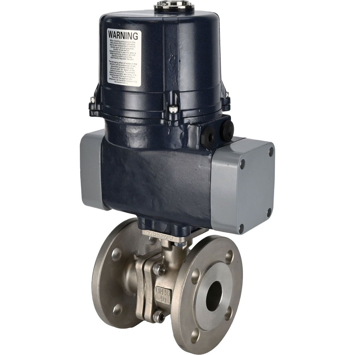 Ball valves Elephant BV3232P(2pc)-FP-F-ISO-H full bore, flanged, body - SS316 stainless steel, seal - PTFE, with electric quarter turn actuator Elephant QTSA-N-EM-O0-220VAC