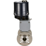Ball valves Elephant BV3232P(2pc)-FP-F-ISO-H full bore, flanged, body - SS316 stainless steel, seal - PTFE, with electric quarter turn actuator Elephant QTSA-N-EM-O0-220VAC