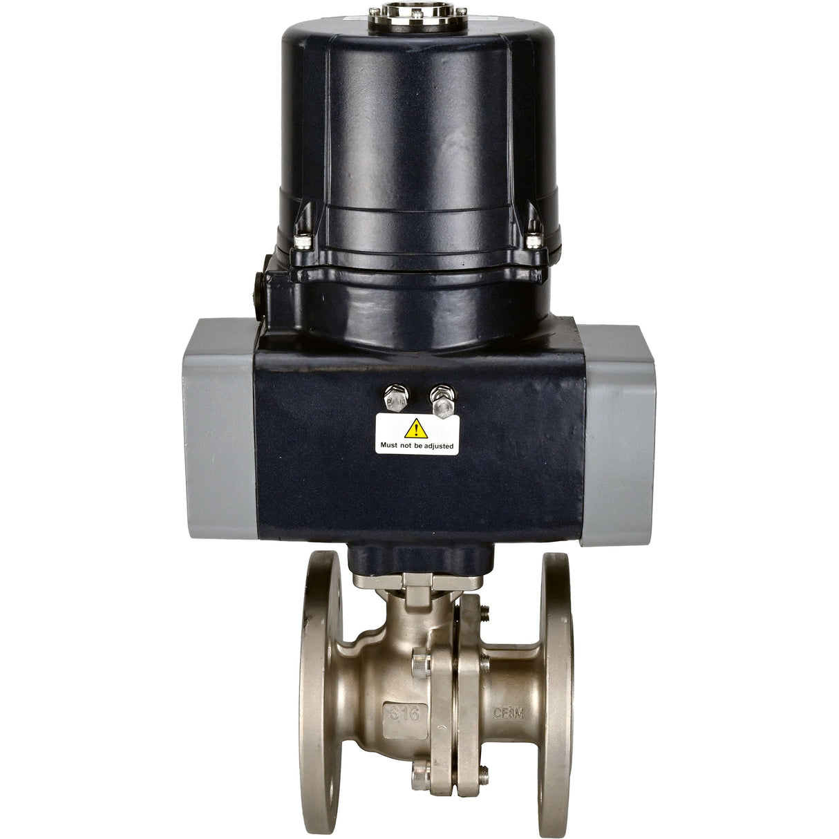 Ball valves Elephant BV3232P(2pc)-FP-F-ISO-H full bore, flanged, body - SS316 stainless steel, seal - PTFE, with electric quarter turn actuator Elephant QTSA-N-EM-O0-220VAC