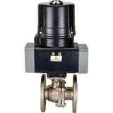 Ball valves Elephant BV3232P(2pc)-FP-F-ISO-H full bore, flanged, body - SS316 stainless steel, seal - PTFE, with electric quarter turn actuator Elephant QTSA-N-EM-O0-220VAC