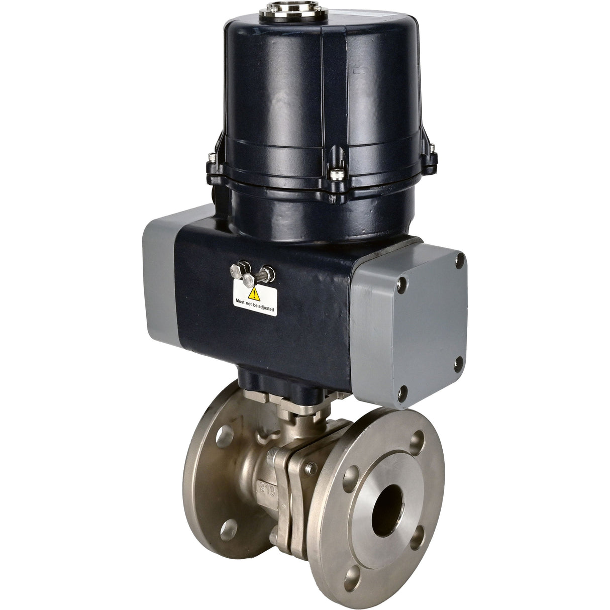 Ball valves Elephant BV3232P(2pc)-FP-F-ISO-H full bore, flanged, body - SS316 stainless steel, seal - PTFE, with electric quarter turn actuator Elephant QTSA-N-EM-O0-220VAC