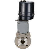 Ball valves Elephant BV3232P(2pc)-FP-F-ISO-H full bore, flanged, body - SS316 stainless steel, seal - PTFE, with electric quarter turn actuator Elephant QTSA-N-EM-O0-220VAC