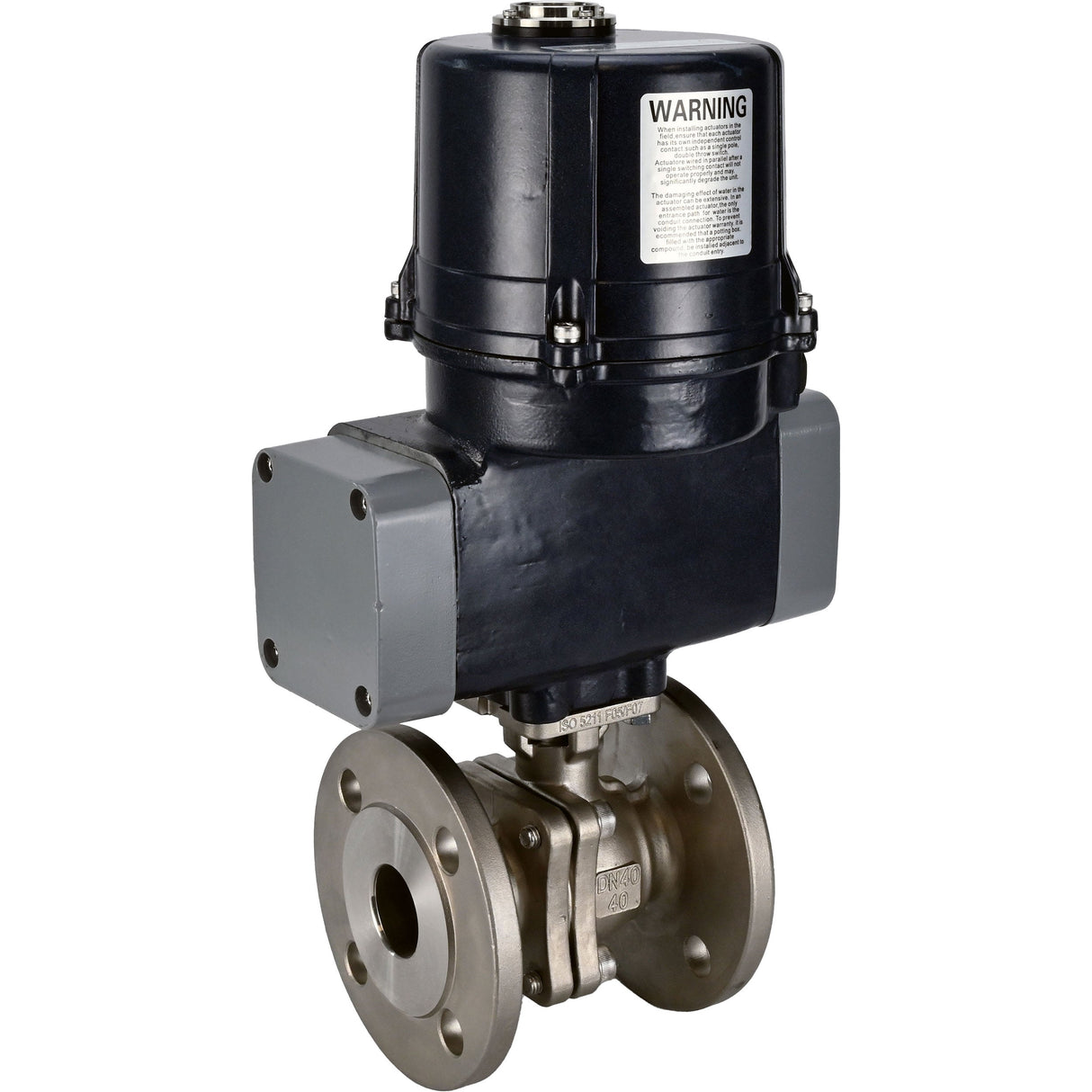 Ball valves Elephant BV3232P(2pc)-FP-F-ISO-H full bore, flanged, body - SS316 stainless steel, seal - PTFE, with electric quarter turn actuator Elephant QTSA-N-EM-O0-220VAC