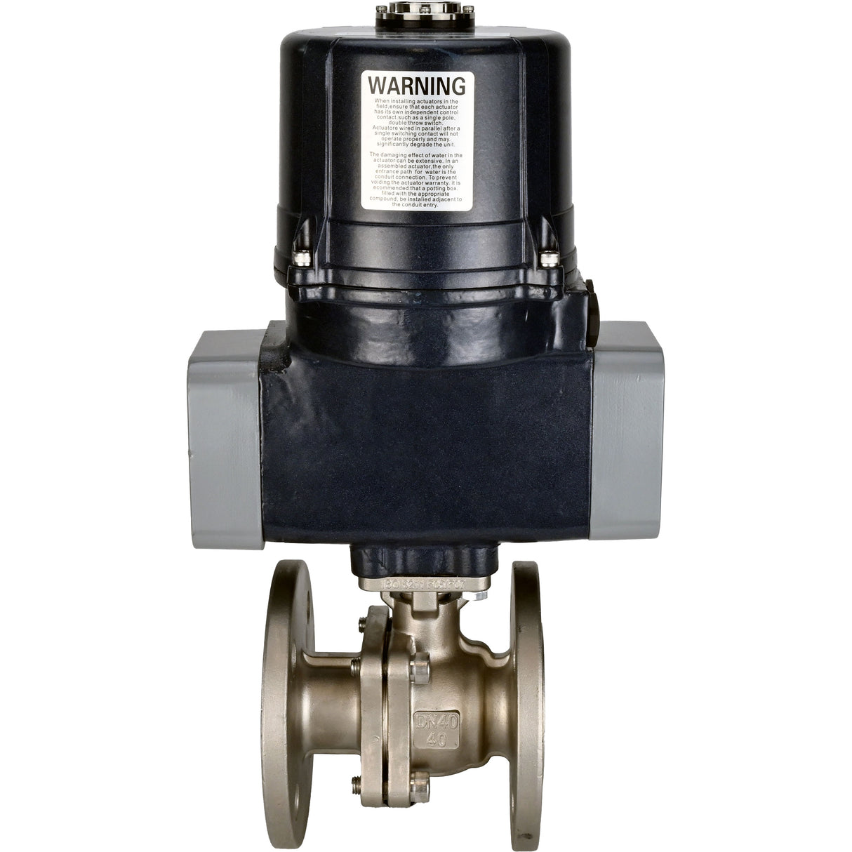Ball valves Elephant BV3232P(2pc)-FP-F-ISO-H full bore, flanged, body - SS316 stainless steel, seal - PTFE, with electric quarter turn actuator Elephant QTSA-N-EM-O0-220VAC
