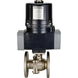 Ball valves Elephant BV3232P(2pc)-FP-F-ISO-H full bore, flanged, body - SS316 stainless steel, seal - PTFE, with electric quarter turn actuator Elephant QTSA-N-EM-O0-220VAC