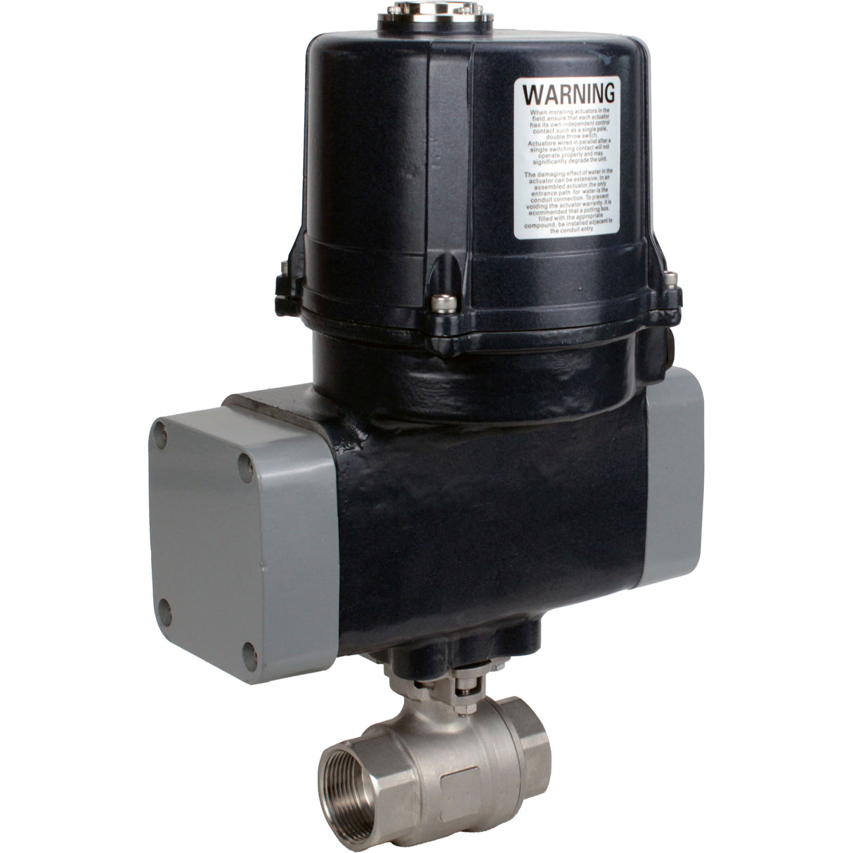 Ball valves Elephant BV3232P(2pc)-FP-T-ISO-H full bore, threaded, female thread, body - 316 stainless steel, sealing - PTFE, with electric quarter turn actuator Elephant QTSA-N-EM-O0-220VAC