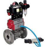 Ball valves Elephant BV3232P(3pc)-FP-F-ISO-H flanged, full bore, three-piece, stainless steel body. steel SS316, seal - PTFE, with pneumatic actuator Elephant PA-DA 052-130 pneumatic distributor 4V320-08 ATU AFC2000 LSU APL-510N-EX