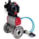 Ball valves Elephant BV3232P(3pc)-FP-F-ISO-H flanged, full bore, three-piece, stainless steel body. steel SS316, seal - PTFE, with pneumatic actuator Elephant PA-DA 052-130 pneumatic distributor 4V320-08 ATU AFC2000 LSU APL-510N-EX