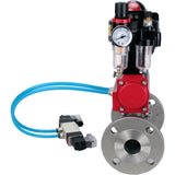 Ball valves Elephant BV3232P(3pc)-FP-F-ISO-H flanged, full bore, three-piece, stainless steel body. steel SS316, seal - PTFE, with pneumatic actuator Elephant PA-DA 052-130 pneumatic distributor 4V320-08 ATU AFC2000 LSU APL-510N-EX