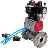 Ball valves Elephant BV3232P(3pc)-FP-F-ISO-H flanged, full bore, three-piece, stainless steel body. steel SS316, seal - PTFE, with pneumatic actuator Elephant PA-DA 052-130 pneumatic distributor 4V320-08 ATU AFC2000 LSU APL-510N-EX