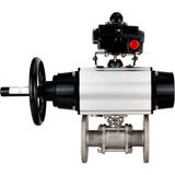 Ball valves Elephant BV3232P(3pc)-FP-F-ISO-H DN65-100 25/40 bar flanged with ISO flange, body - 316 stainless steel, full bore, seal - PTFE, with pneumatic drive PA-DA-105-1, pneumatic distributor 4M310-08 24V, LSU APL-410N Ex