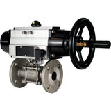Ball valves Elephant BV3232P(3pc)-FP-F-ISO-H DN65-100 25/40 bar flanged with ISO flange, body - 316 stainless steel, full bore, seal - PTFE, with pneumatic drive PA-DA-105-1, pneumatic distributor 4M310-08 24V