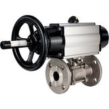 Ball valves Elephant BV3232P(3pc)-FP-F-ISO-H DN65-100 25/40 bar flanged with ISO flange, body - 316 stainless steel, full bore, seal - PTFE, with pneumatic drive PA-DA-105-1, pneumatic distributor 4M310-08 24V