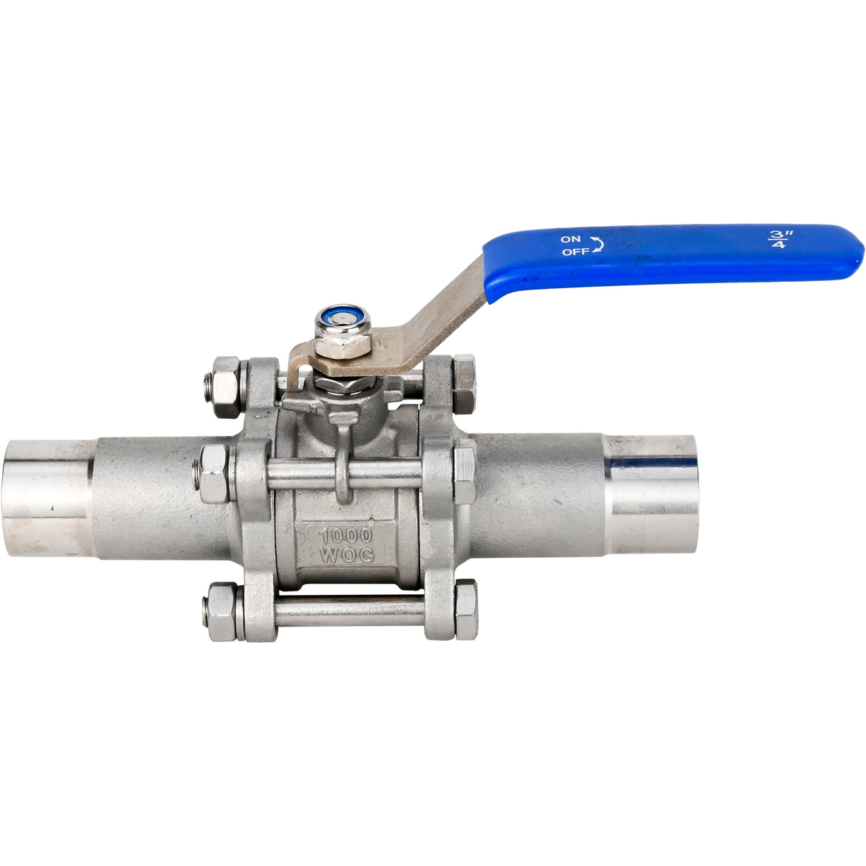 Robinets à boisseau sphérique Elephant BV3131P(3pc)-FP-WH en acier inoxydable SS304, à passage intégral, en trois parties, joint - PTFE, soudé, avec poignée