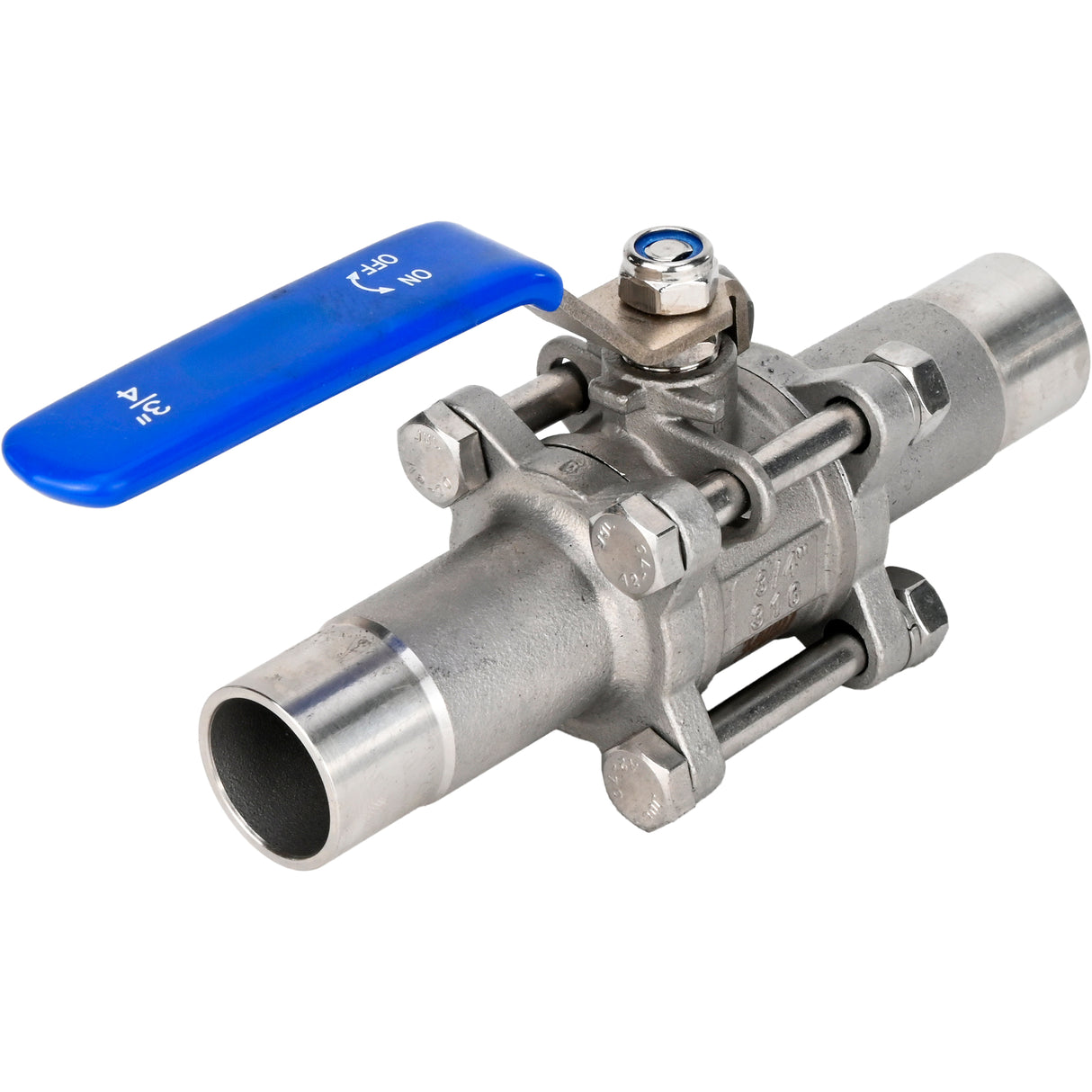 Robinets à boisseau sphérique Elephant BV3131P(3pc)-FP-WH en acier inoxydable SS304, à passage intégral, en trois parties, joint - PTFE, soudé, avec poignée