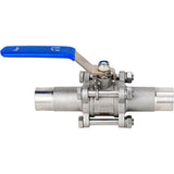 Robinets à boisseau sphérique Elephant BV3131P(3pc)-FP-WH en acier inoxydable SS304, à passage intégral, en trois parties, joint - PTFE, soudé, avec poignée