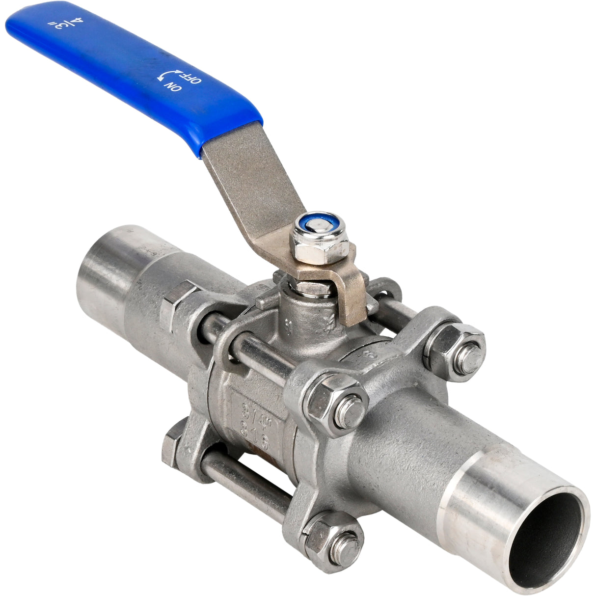 Robinets à boisseau sphérique Elephant BV3131P(3pc)-FP-WH en acier inoxydable SS304, à passage intégral, en trois parties, joint - PTFE, soudé, avec poignée