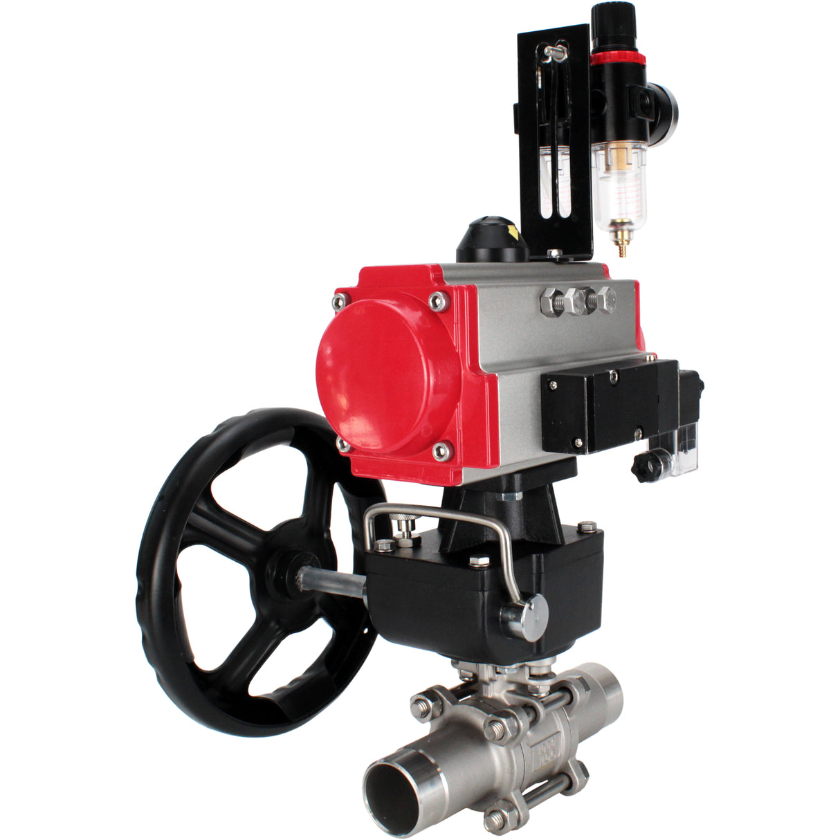 Vannes à boisseau sphérique Elephant BV3131P(3pc)-FP-W-ISO-H LONG à passage intégral, corps - acier inoxydable 304, à souder, avec actionneur pneumatique PA-DA, distributeur pneumatique 4M310-08 24V, réducteur MON et BPV AFC2000