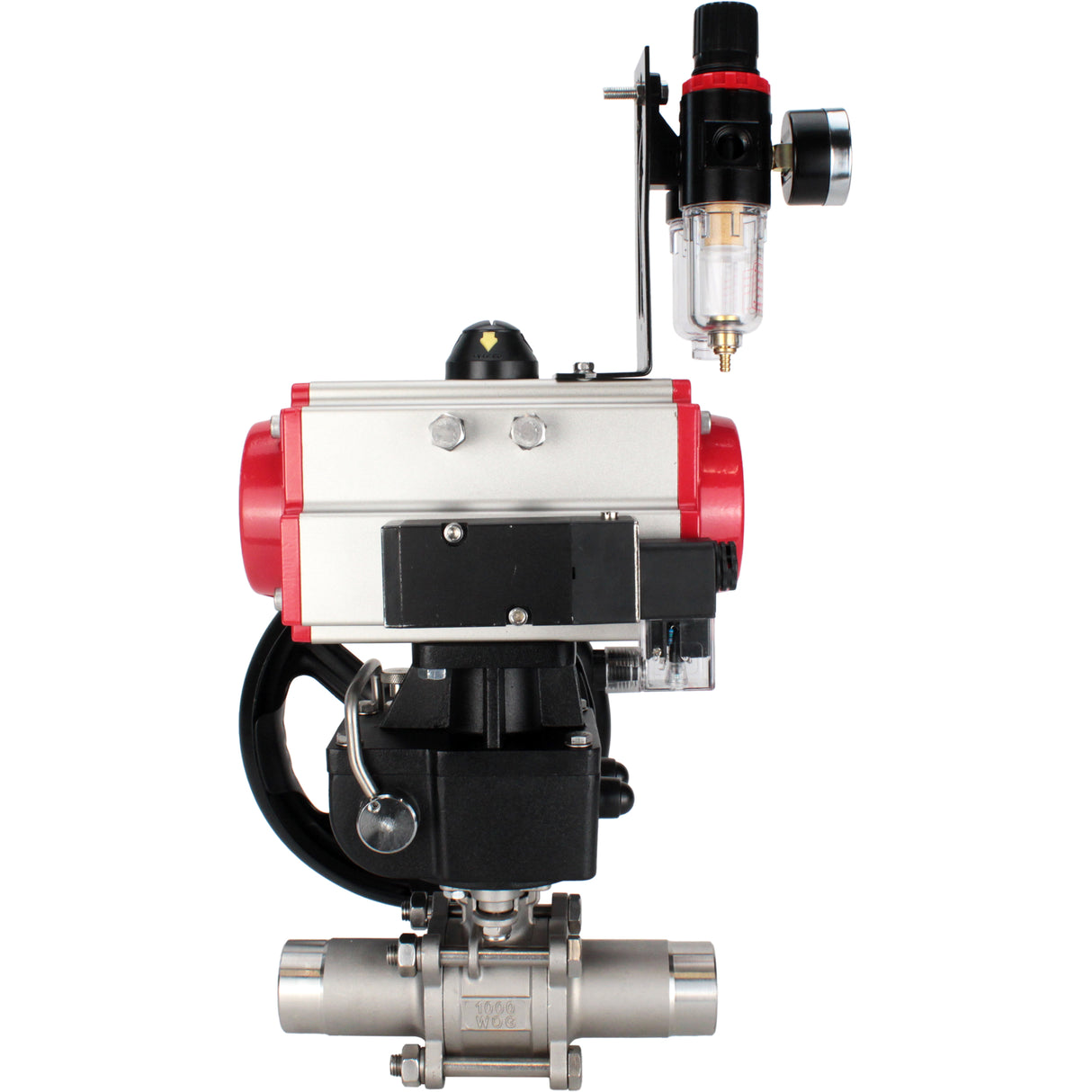 Vannes à boisseau sphérique Elephant BV3131P(3pc)-FP-W-ISO-H LONG à passage intégral, corps - acier inoxydable 304, à souder, avec actionneur pneumatique PA-DA, distributeur pneumatique 4M310-08 24V, réducteur MON et BPV AFC2000