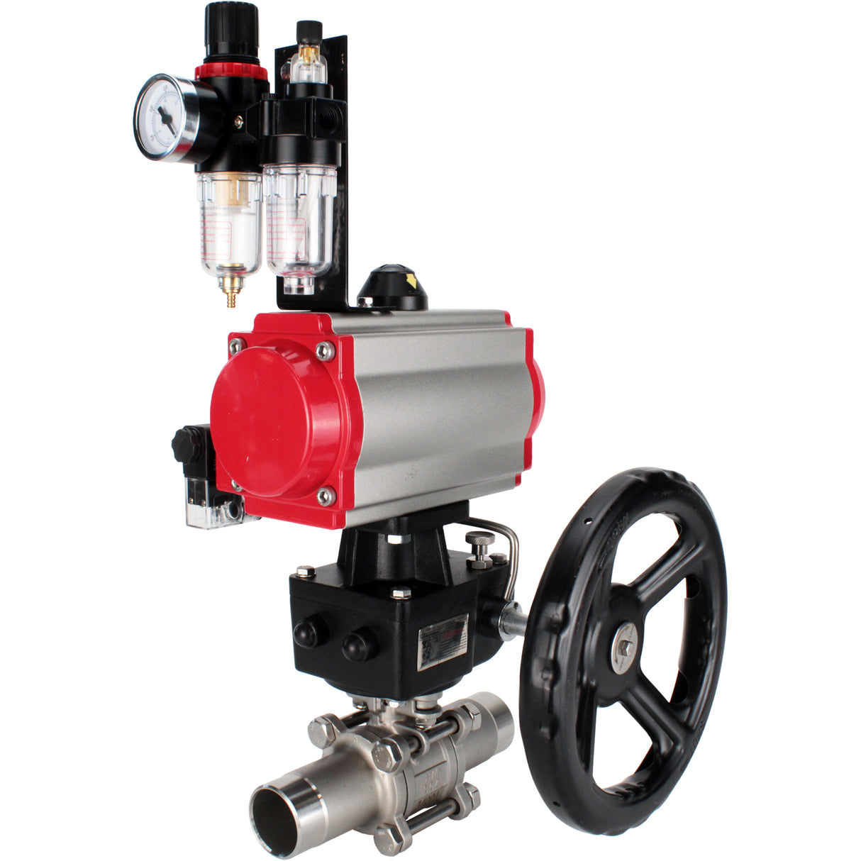 Vannes à boisseau sphérique Elephant BV3131P(3pc)-FP-W-ISO-H LONG à passage intégral, corps - acier inoxydable 304, à souder, avec actionneur pneumatique PA-DA, distributeur pneumatique 4M310-08 24V, réducteur MON et BPV AFC2000