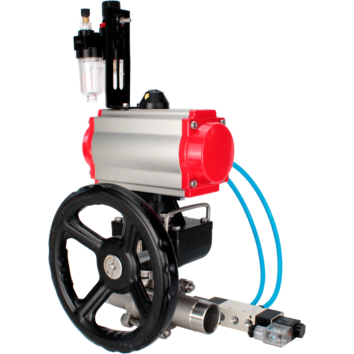 Vannes à boisseau sphérique Elephant BV3131P(3pc)-FP-W-ISO-H LONG à passage intégral, corps - acier inoxydable 304, à souder, avec actionneur pneumatique PA-DA, distributeur pneumatique 4V320-10 220V, réducteur MON et BPV AFC2000