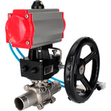 Vannes à boisseau sphérique Elephant BV3131P(3pc)-FP-W-ISO-H LONG à passage intégral, corps - acier inoxydable 304, à souder, avec actionneur pneumatique PA-DA, distributeur pneumatique 4V320-10 220V et réducteur MON
