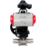 Vannes à boisseau sphérique Elephant BV3131P(3pc)-FP-W-ISO-H LONG DN50-150 passage intégral, corps - acier inoxydable 304, soudé, avec actionneur pneumatique Elephant PA-DA, réducteur Elephant MON et bloc de fin de course APL 210N