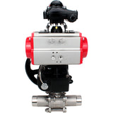 Vannes à boisseau sphérique Elephant BV3232P(3pc)-FP-W-ISO-H LONG DN50-150 passage intégral, corps - acier inoxydable 316, soudé, avec actionneur pneumatique Elephant PA-DA, réducteur Elephant MON et bloc de fin de course APL 210N